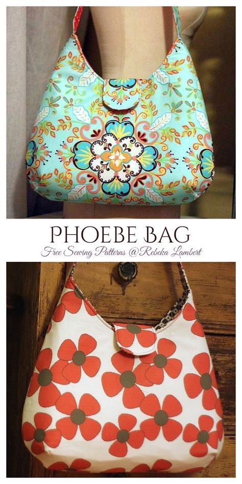 DIY Phoebe Bag Free Sewing Pattern | Fabric Art DIY Fabric Purse Patterns Free Sewing, Phoebe Bag Free Pattern, Fabric Handbags Patterns Free Sewing, Shoulder Bag Sewing Pattern Free, Crochet And Fabric Bag, Fabric Bag Patterns Free, Fabric Bags Pattern Free Handbags, Diy Fabric Handbags, Sew A Handbag