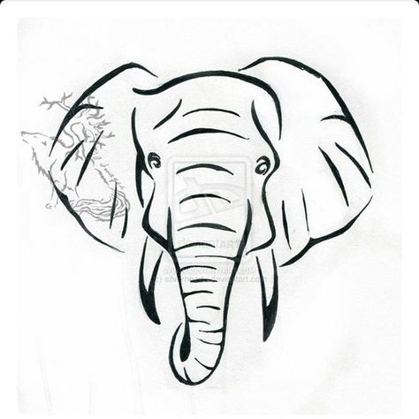 The elephant is a symbol of wisdom, power, strength and peace. They also have strong family bonds and are very protective. Future ink idea! #tattoo #girlswithink 💉🐘 Elephant Face Drawing, Elephant Line Drawing, Easy Elephant Drawing, Elephant Head Tattoo, Elephant Stencil, Tattoo Elephant, Elephant Outline, Elephant Tattoo Design, Kunst Tattoos