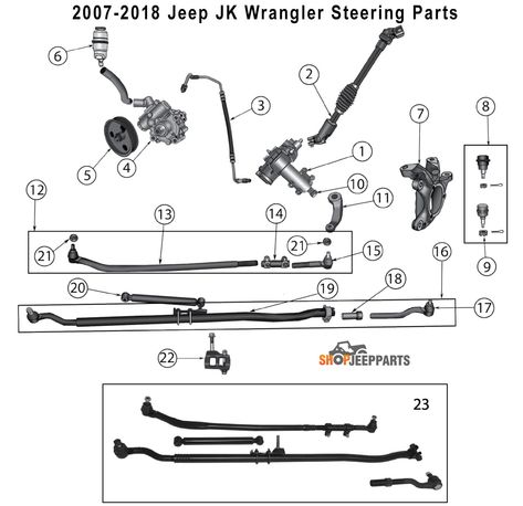 2007-2018 Jeep JK Wrangler Steering Parts Diagram Component Diagram, 1999 Jeep Wrangler, Jeep Jku, Cj Jeep, 2013 Jeep Wrangler, Jk Wrangler, 2011 Jeep Wrangler, Wrangler Sport, Wrangler Accessories