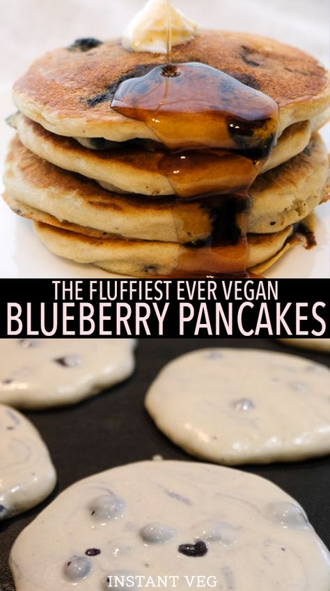 Pancake Recipe No Baking Powder, Pancake Recipe Healthy, Blueberry Pancakes Easy, Vegan Blueberry Pancakes, Best Vegan Pancakes, Buttermilk Pancake Recipe, Pancakes Protein, Blueberry Pancakes Recipe, Buttermilk Pancake