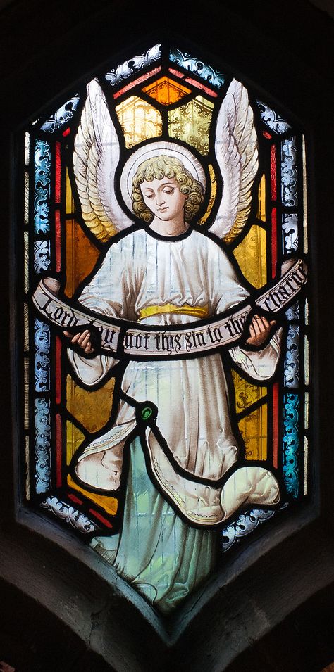 Fermanagh Ireland, Catholic Church Stained Glass, Glass Angels, Stained Glass Windows Church, Church Aesthetic, Gothic Angel, Window Stained, Stained Glass Church, Stained Glass Door