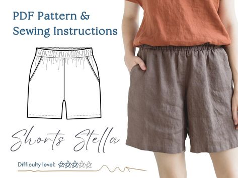 Shorts Sewing Pattern. PDF Sewing Pattern. DIY Shorts. - Etsy Linen Shorts Pattern, Diy Wrap Skirt, Wrap Skirt Sewing Pattern, Christmas Stockings Sewing, Shorts Sewing Pattern, Shorts Sewing, Pants Sewing, Printable Sewing Patterns, Diy Shorts