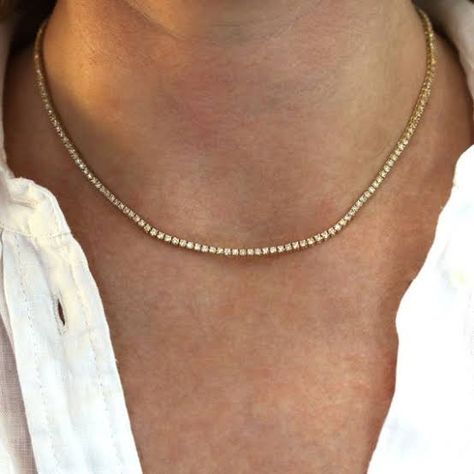 Tennis Necklace Diamond Gold, Dainty Tennis Necklace, Tennis Necklace Diamond, Gold Tennis Necklace, Diamond Collar, Bridal Diamond Necklace, Everyday Jewellery, Diamond Tennis Necklace, Women's Necklace