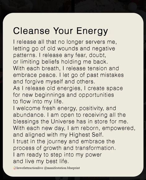 Cleanse your energy #energyhealing #positivethinking #positivequotes #positivemindset #energy #mantra Energy Cleansing Affirmations, Cleansing Mantras, Energy Quotes Vibes, How To Protect Your Energy, Cleanse Quotes, Cleansing Mantra, Energy Mantra, Cleanse Your Energy, Energy Quotes