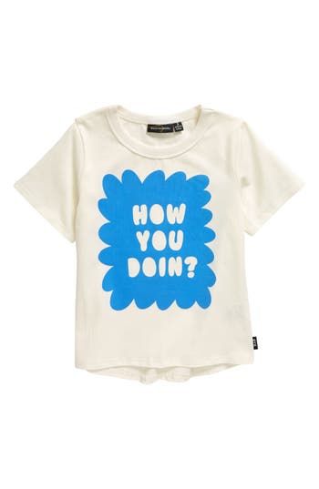 Keep your kid both comfy and friendly in a cotton T-shirt made with lots of extra stretch and an enthusiastic greeting printed on the front. 95% cotton, 5% elastane Machine wash, line dry Imported Kids Tees Design, Kids Tshirt Designs, Cute Tshirt Designs, Kids Shirts Design, Kids Tees, Kid Projects, Kid Art, Kids Graphic Tees, Statement Shirt