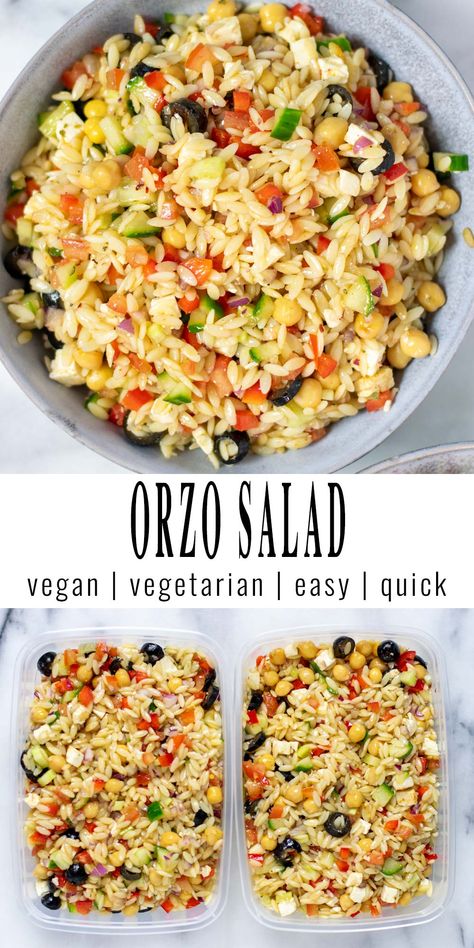 Quinoa Orzo Salad, Orzo Pasta Salad Vegan, Vegan Orzo Salad Recipes, Orzo Lentil Salad, Vegan Orzo Recipes Healthy, Vegetarian Orzo Salad, Vegetarian Recipes Orzo, Asian Orzo Salad, Orzo Salad Vegan