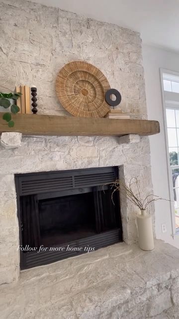 Romabio Paints on Instagram: "Beautiful stone fireplace transformation by @christinalandsman   Comment “fireplace” to check out our All-in-One Fireplace Kits. 🤍  “Dry stack field stone looking dated? We added white thinset mortar with a grout bag, and schmered it in.  Then topped with @romabiopaints limewash. “ .l See more examples at #romabiooverstone  #fireplace #fireplacedecor #fireplacemantel #fireplacemakeover #fireplacedesign #limewashpaint #stonefireplace #limewash #romabio" Refinishing Rock Fireplace, Home Fireplace Stone, Remove Stone From Fireplace, Limewash Rock Exterior, Redone Fireplace Ideas, Stone Slab Fireplace, Painted Stacked Stone Fireplace, Whitewashed Stone Fireplace, White Stone Fireplace With Wood Mantel