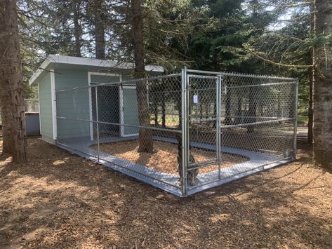 Dog Kennels Outside, Diy Dog Run, Building A Dog Kennel, Dog Kennel Outside, Outdoor Dog Area, Cheap Dog Kennels, Kennel Ideas Outdoor, Dog Boarding Ideas, Backyard Dog Area