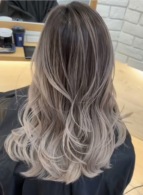 Cool Tone Light Brown Hair Balayage, Milktea Hair Balayage, Light Brown Grey Hair, Mushroom Hair Color With Highlights, Brown Frosted Hair, Hair Color Ideas For Brunettes With Highlights, Smoky Hair Color, Gray Balayage Hair, Ashy Mushroom Brown Hair