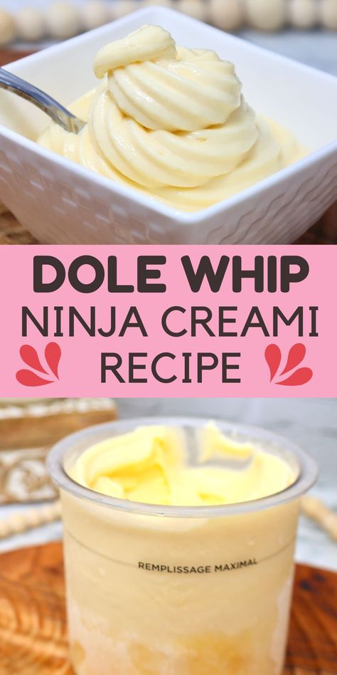 Keto Dole Whip Recipe, Ninja Creami Pineapple Sherbet, Ninja Creami Recipes Dole Whip, Creamy Dole Whip Recipe, Creami Healthy Recipe, Ninga Cremi Recipes Healthy, Ninja Creami Pudding Ice Cream Recipes, Creami Dole Whip Recipe, Ninja Creami Custard Recipe