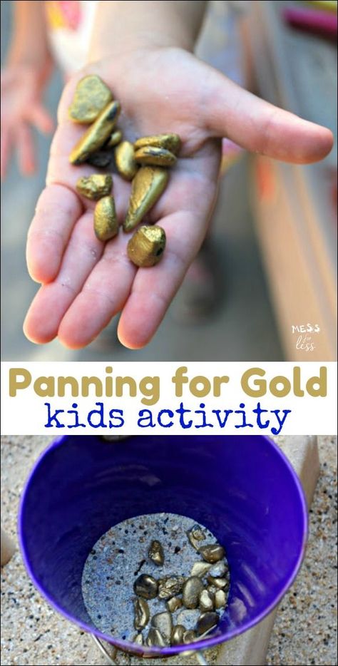 Panning for Gold Activity - Kids will make their own "gold" and then sift to find their treasure. Wild West Activities, Wild West Crafts, Summer Camp Themes, Wild West Theme, Summer Camp Activities, Panning For Gold, Western Crafts, Wilde Westen, Into The West