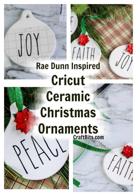 Cricut Ceramic, Christmas Bazaar Crafts, Free Christmas Crafts, Cards Ideas Handmade, Cricut Ornaments, Christmas Tutorial, Ceramic Christmas Ornaments, Terra Cotta Pot Crafts, Bazaar Crafts