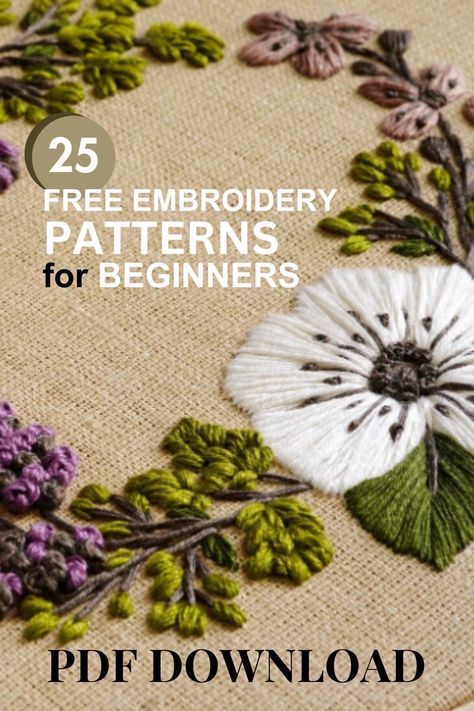 Small Embroidery Projects Ideas, Flower Heart Embroidery Pattern, Embroidery Guide For Beginners, Embroidery Patterns Flowers Simple, Embroidery Getting Started, Beginner Embroidery On Clothes, Embroidery Beginner Pattern Free, Embroidery Flower Designs Free Pattern, Embroidery Patterns Free Templates Pdf