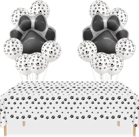 PIXHOTUL Dog Party Decorations - 3Pcs Black Puppy Paw Print Tablecloths, 14Pcs Dog Paw Foil Balloons Paw Pattern Disposable Table Cover for Dog Cat Themed Birthday Party Supplies Check more at https://ngatiranana.org.uk/product/pixhotul-dog-party-decorations-3pcs-black-puppy-paw-print-tablecloths-14pcs-dog-paw-foil-balloons-paw-pattern-disposable-table-cover-for-dog-cat-themed-birthday-party-supplies/ Print Tablecloths, Dog Party Decorations, Puppy Paw Print, Dog Themed Birthday Party, Cat Themed Birthday Party, Puppy Paw Prints, Puppy Paw, Black Puppy, Paw Pattern