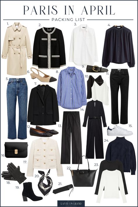 Paris Spring Capsule Wardrobe, Spring Jackets For Women 2024, Capsule Basics, What To Pack For Paris, Paris In April, Parisian Outfits, Capsule Wardrobe Casual, Capsule Wardrobe Women, Spring Summer Capsule Wardrobe