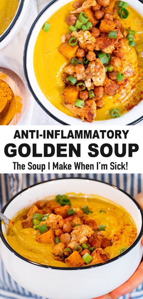 Golden Soup, Healthy Soup Recipe, Inflammation Diet Recipes, Anti Inflammation Recipes, Inflammation Diet, Usa Food, Inflammatory Foods, Vegan Soup, Easy Soups