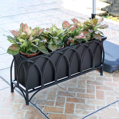 Amazon.com : Slow Time Shop Metal Plant Stand Indoor Outdoor Raised Rectangular Planter Box, Elevated Flower Pot Stand Patio Lawn Garden Display Shelf Holder, Metal Frame (1 Pack) (Color : Black) : Patio, Lawn & Garden Planter Stands Outdoor, Plant Box Design, Outdoor Metal Plant Stands, Pavers Design, Rectangular Planter Box, Flower Pot Stand, Small Garden Landscape, Paver Designs, Black Patio