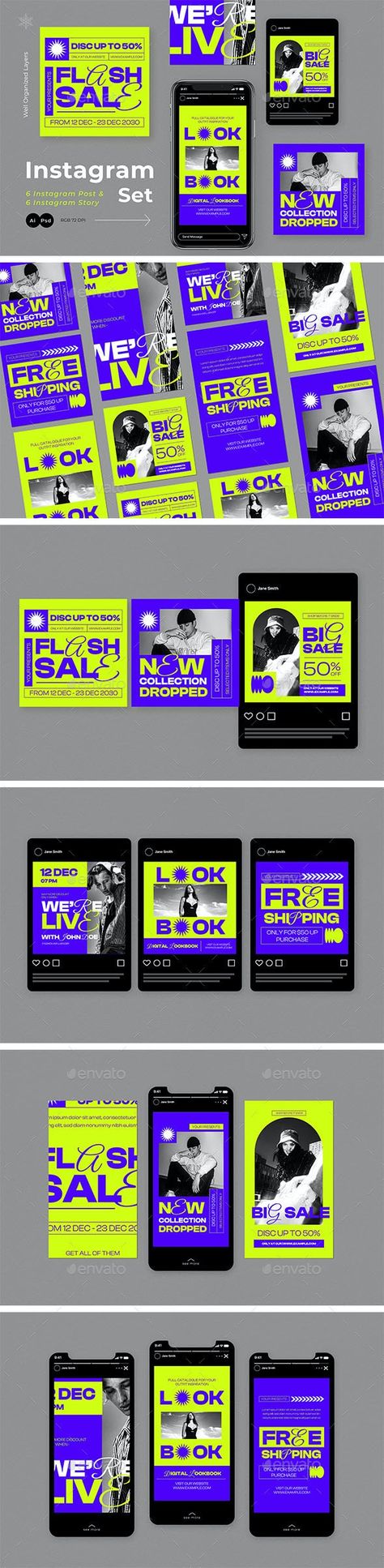 Neon Hypebeast Fashion Sale Instagram Pack - Social Media Web Elements Neon Instagram Feed, Hypebeast Fashion, Church Youth, Feed Insta, Creative Graphics, Web Elements, Social Media Pack, Neon Design, Graphic Design Packaging