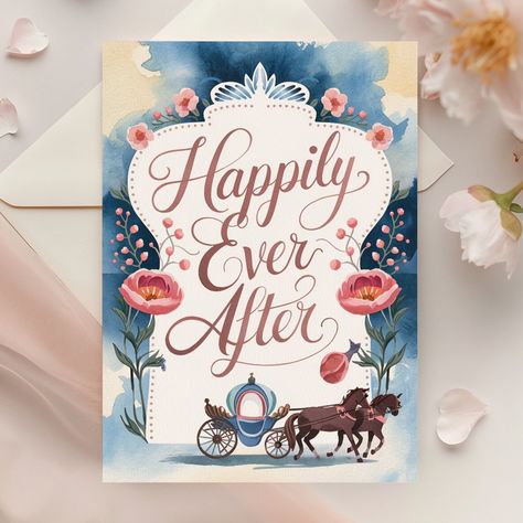 Happily Ever After Congrats Wedding Card Congrats Wedding, Happily Ever After Wedding, Ever After Wedding, Soft Watercolor, Engagement Celebration, Personalised Wedding Invitations, Love And Romance, Congratulations Card, Bridal Showers