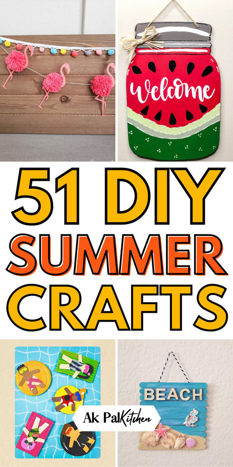 Summer crafts bring fun and creativity to your sunny days. Explore DIY summer crafts for kids and easy beach crafts that are perfect for family bonding. Engage in tropical-themed crafts or make your DIY summer wreaths for front doors. Whether it's DIY summer decorations or colorful DIY summer garlands, we've them all. Dive into nature crafts, or DIY summer party decorations and DIY patriotic crafts. From watermelon crafts to seashell craft projects, we have a variety of summer craft ideas. Diy Summer Decor House Craft Ideas, Summer Crafts For Nursing Home Residents, Make It Monday Ideas For Kids Summer, Summer Crafts For Seniors Citizens, Fun Summer Crafts For Adults, Summer Craft Decor, Diy Summer Crafts For Teens, Summer Food Crafts For Kids, June Crafts For Adults