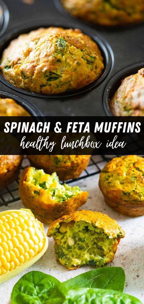 Recipes With Feta And Spinach, Feta Cheddar And Spinach Muffins, Savory Spinach Muffins, Feta Cheese Muffins, Easy Savory Muffin Recipes, Vegan Spinach Muffins, Savory Breakfast Muffins Healthy, Spinach Muffin Recipes, Spinach Feta Muffins