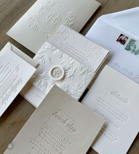 Wedding Embossed Invitations, Wedding Belly Band Ideas, Blind Embossed Wedding Invitation, Embossed Wedding Cards, Wedding Embosser Ideas, Neutral Wedding Stationary, Emboss Wedding Invitation, Blind Emboss Wedding Invitation, Wedding Invitations Embossed