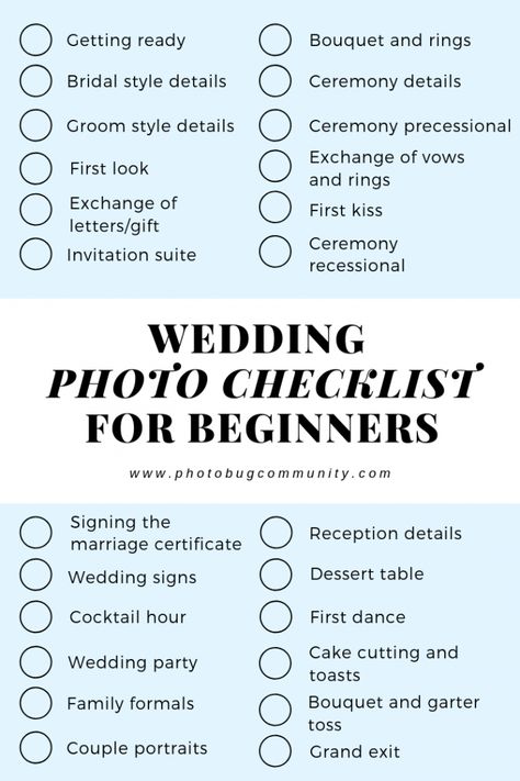 Wedding Photography Tips For Beginners, Wedding Photography Shot List, Wedding Photo Checklist, Wedding Photo List, Wedding Photography List, Photography Price List, Photo Checklist, Wedding Photography Checklist, Wedding Photography Pricing