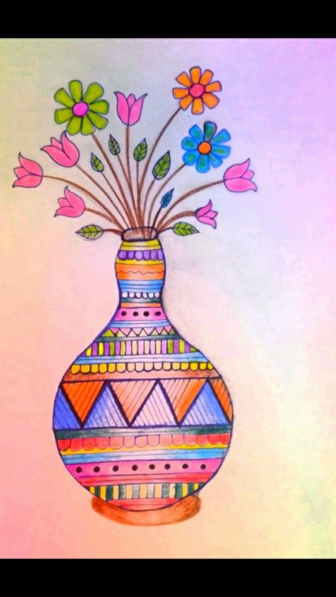 Flower pot drawing Flower Pot Art Drawing, Pot Drawing Design, Flower Pot Drawing For Kids, Flower Pot Drawing With Colour, Flower Pot Drawing Painting, Easy Flower Pot Drawing, Flower Pot Design Drawing, Flower Pot Drawing, Flower Vase Drawing