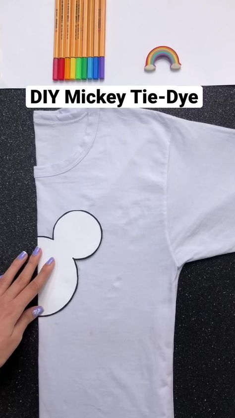 DIY Mickey Tie-Dye 🎨🌈 #shorts #diy #youtubeshorts #art #tiedye #tutorial #trending | Landform Amity | Diy Tie Dye Shorts, Tie Dye Designs Pattern, Mickey Shirts, Diy Tie Dye Techniques, Tie Dye Patterns Diy, Diy Tie Dye Shirts, Shirts Diy, Landform, Dye Techniques