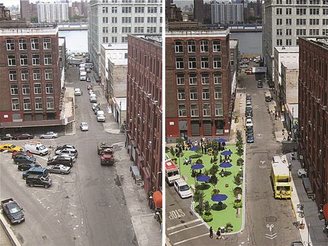 Brooklyn's Pearl Street Plaza appears before and after redevelopment. Photo by Ryan Russo/NYC DOT Urban Renovation, Urban Redevelopment, Tactical Urbanism, Plaza Design, Urban Design Diagram, Urban Intervention, Urban Design Architecture, New Urbanism, Urban Design Plan