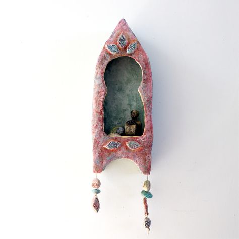 New Shrine Cabinet The Lost Rose Handmade Paper Mache on Behance Shrine Cabinet, Wall Shrines, Shrines Box, Shrines Art, Ceramic Framed, Paper Mache Sculpture, Pottery Handbuilding, Cardboard Art, Ceramics Pottery Art