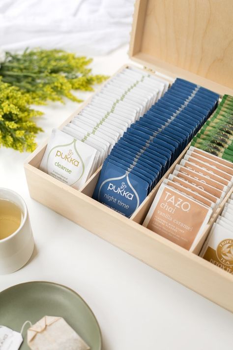 DIY Rattan Tea Box | ctrl + curate Tea Box Diy, Cafe Packaging, Thrift Diy, Tea Connoisseur, Rental Makeover, Diy Rattan, Tea Boxes, Tea Box Storage, Tea Organization