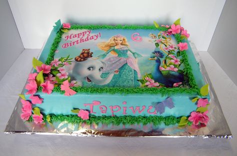 Barbie themed sheet cake with edible print Barbie Themed Sheet Cake, Barbie Sheet Cake, Sheet Cake Ideas, Poker Cake, Barbie Birthday Cake, 25th Birthday Cakes, Birthday Sheet Cakes, Minion Cake, Cake Printing