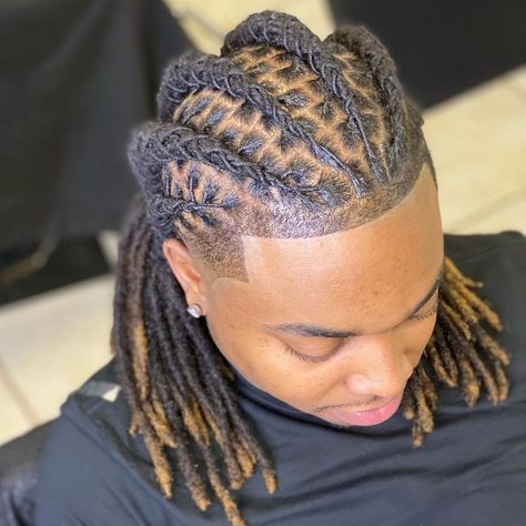 Dread Locks Styles Men, Wedding Dreadlock Hairstyles For Men, Men Dreads Styles Black Man Wedding, Dread Designs For Men, Dreads Braided Men Style Long, Loc Hairstyles Men Long, Mens Long Locs Hairstyles, Wedding Locs Hairstyles Men, Loc Cornrow Styles Men