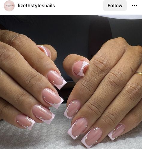 Cool French Nails, Simple Gel Nails, Girly Acrylic Nails, French Tip Acrylic Nails, Short Square Acrylic Nails, Acrylic Nails Coffin Short, Nagel Inspo, Short Acrylic Nails Designs, Pink Acrylic Nails