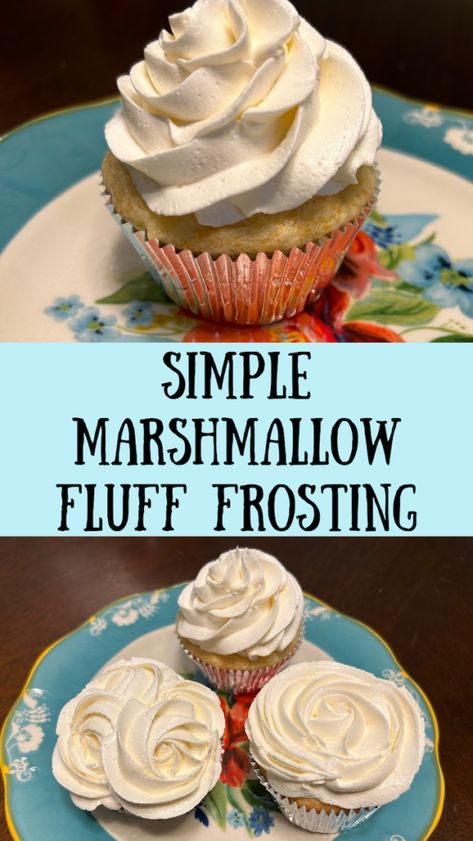 If you’re looking for a light, fluffy frosting, one that’s a little different from a traditional buttercream, you’re going to love this delicious marshmallow fluff frosting! Best of all, it comes together in minutes! Whipped Marshmallow Frosting, Icing For Muffins, Light Fluffy Buttercream Frosting, Less Sweet Frosting Recipes, Fluffy Marshmallow Frosting, Diy Cake Frosting Easy, Marshmallow Fluff Uses, Whipped Frosting For Cupcakes, Frosting With Marshmallow Fluff