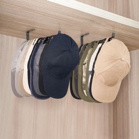 PRICES MAY VARY. High Quality Baseball Hat Rack: Dahey baseball hat organizer is made of metal material and mounted with screws, which makes the hat hanger more securely on the wall or inside the closet without having to worry about the hat rack falling off. Sturdy and durable hat rack that won't warp the hanging bar due to weight, or leave your hats marked due to rusty clips. Best for Baseball Caps: Designed for hanging storage, the baseball hat rack for wall can easily stack and hang multiple Custom Closet Hat Storage, Walk In Closet Hat Storage, Baseball Cap Storage Closet, Ballcap Storage Organizing Ideas, Hat Rack In Closet, Closet Hat Storage Ideas, Caps Storage Ideas, Cap Hanger Ideas, How To Organize Hats