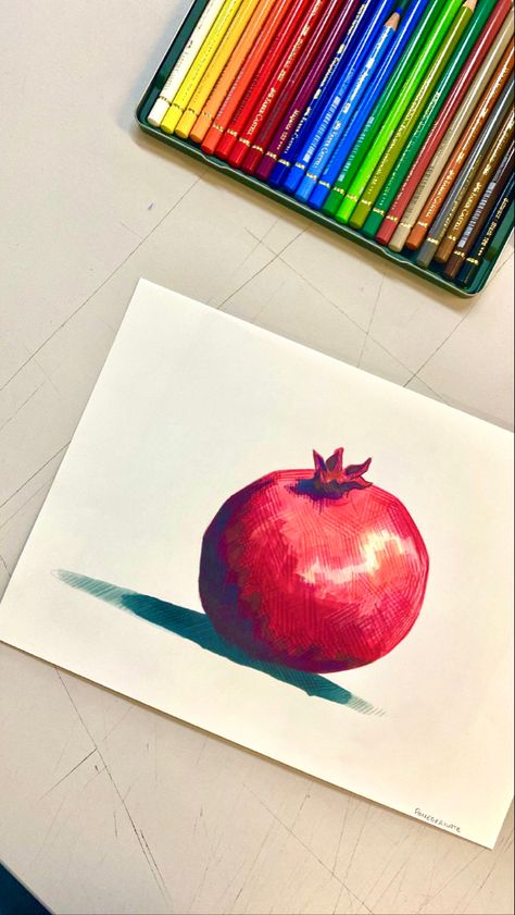 Marker Still Life, Still Life Drawing Colour, Vegetable Drawing, Colour Pencil, Still Life Drawing, Colored Pencil Drawing, Marker Drawing, Alcohol Markers, Color Pencil Drawing