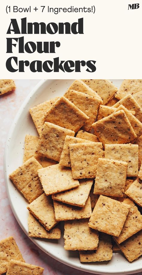 Almond Flour Crackers Recipe, Gluten Free Cracker Recipe, Crackers Homemade, Almond Flour Crackers, Make Almond Flour, Healthy Crackers, Healthier Snacks, Vegan Waffles, Gluten Free Crackers