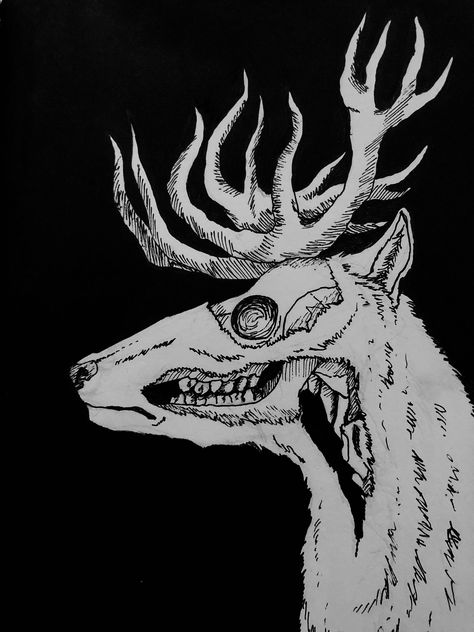 Deer Hunting Drawing, Demon Monster, Creepy Animals, Line Tattoo Ideas, Deer Drawing, Skeleton Drawings, Animal Skeletons, Deer Art, Line Tattoo