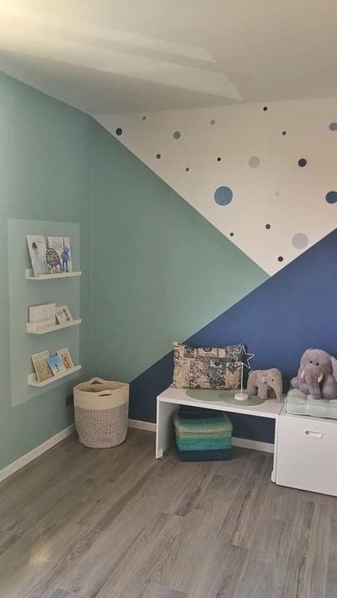 Wall decor ideas Kids Bedroom Wall Color, Room Wallpaper Ideas, Boy Room Paint, Toddler Boy Room Decor, Kids Bedroom Walls, تصميم داخلي فاخر, Kids Room Paint, Kids Bedroom Inspiration, Painting Collection