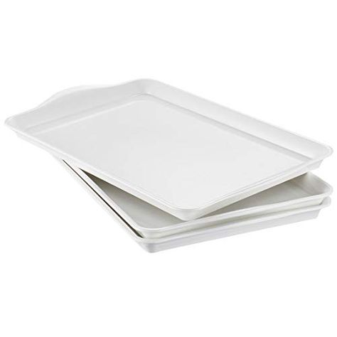 i BKGOO Foodservice White Plastic Tray with Handle Set of 3 Large Melamine Rectangular Serving Platters for Parties, ... Platters For Parties, White Microwave, Patio Entertaining, Poolside Dining, Plastic Serving Trays, Coffee Table Kitchen, Melamine Tray, White Tray, Plastic Tray