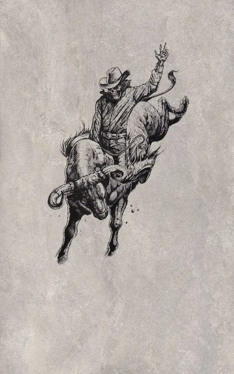 Cool Looking Tattoos, Cowboy Riding Bull Tattoo, Bucking Horse Tattoo Outline, Cowboy Leg Sleeve Tattoo, Men Half Leg Sleeve Tattoo, Vintage Tattoo Ideas Men, Masculine Tattoo Ideas For Men, Bucking Cowboy Tattoo, Bronc Rider Drawing