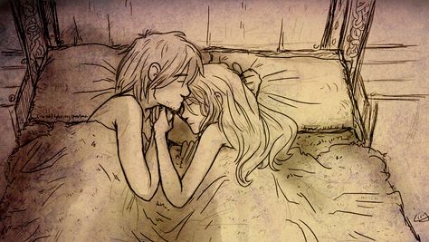 "Sweet dreams" on DeviantArt, I don't remember author's name. Sorry Couple Sketch Romantic Bed, Hiccstrid Fanart Bed, Astrid Hofferson Fanart, Httyd Concept Art, Hicks Und Astrid, Httyd Fanart, Astrid Hofferson, Random Fanart, Train Dragon