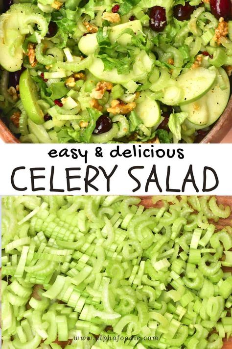 Enjoy this sweet and savory simple celery salad with apples, grapes, and dried fruit. This simple salad is a healthy take on a Waldorf salad without the heavy mayo dressing! It takes just minutes to prepare and is gluten-free, and can be made dairy-free too! Apple Waldorf Salad, Grapefruit Juice Diet, Salad With Apples, Mayo Dressing, Celery Recipes, Celery Salad, Honey Mustard Vinaigrette, Waldorf Salad, Cabbage Soup Diet