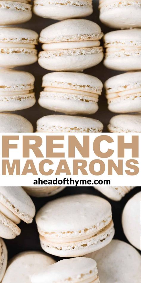 Macaron Cookie Recipe, French Vanilla Macarons Recipe, Homemade Macaroons Easy, Macaroon Buttercream Filling Recipe, How To Make Macaroons Without Almond, Small Batch Macarons Recipe, French Vanilla Macarons, Macaroons Recipe Vanilla, Vanilla Macaron Filling Recipe