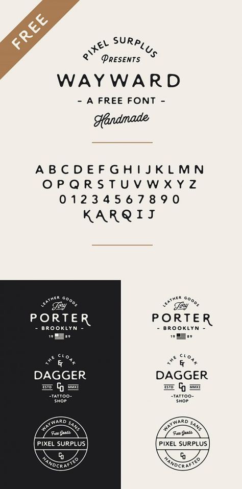 Wayward Sans is a free handmade font with a country feel, ideal for logo design. Designed and released by Colin Whitlock.