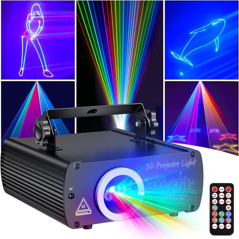 Ehaho DJ Laser Party Lights, 3D Animation RGB Lazer Stage Lighting, DMX512 Music Sound Activated Disco Projector Lights,Remote Control Beam Effect Scan Light for Bar Nightclub Wedding Live Show Laser Party Lights, Laser Stage Lighting, Dj Lights, Red Beam, Laser Show, Dj Disco, Music Equipment, Disco Lights, Music Sound