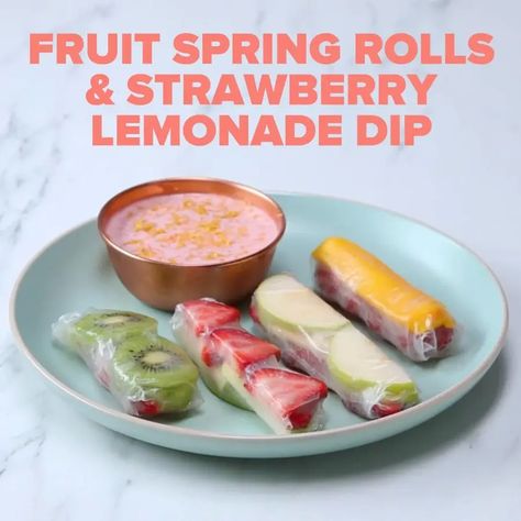 31 Snack Ideas For Kids That Even Adults Will Love Lemonade Dip, Fruit Spring Rolls, Cinnamon Apple Chips Baked, Quinoa Snacks, Yogurt Strawberry, Berry Fruit Salad, Cinnamon Apple Chips, Veggie Spring Rolls, Aesthetic Strawberry