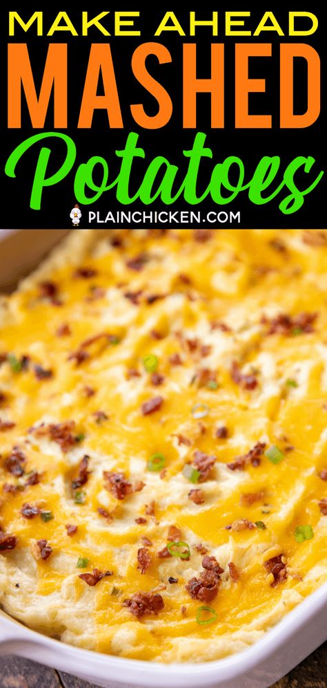 Mashed Potatoes Recipe Cream Cheese, Potatoes Cream Cheese, Twice Baked Mashed Potatoes, Sour Cream Mashed Potatoes, Cream Cheese Mashed Potatoes, Make Ahead Mashed Potatoes, Cheddar Mashed Potatoes, Bacon Mashed Potatoes, Delicious Potatoes